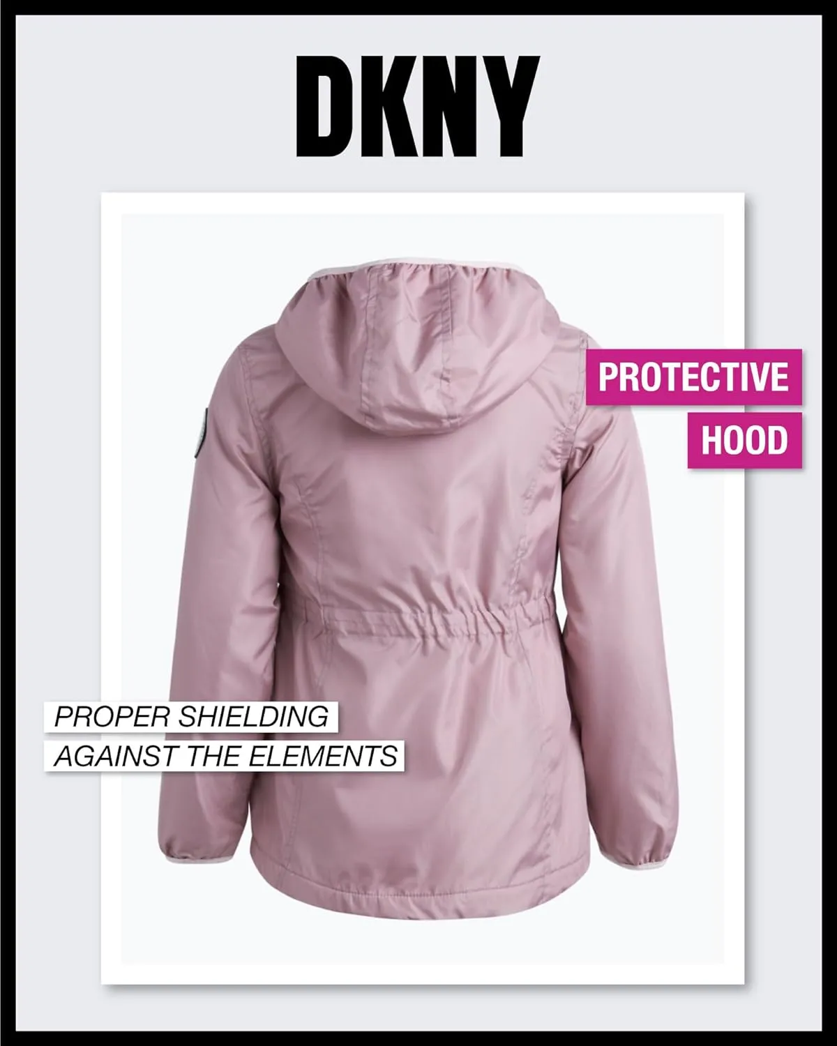 DKNY Girls' Jacket - Lightweight Polar Fleece Lined Anorak Jacket - Weather Resistant Coat for Girls (4-16)
