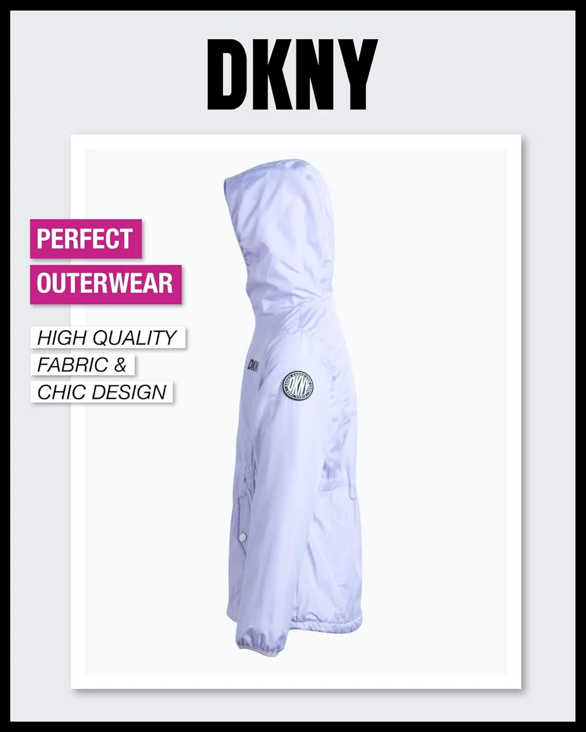 DKNY Girls' Jacket - Lightweight Polar Fleece Lined Anorak Jacket - Weather Resistant Coat for Girls (4-16)