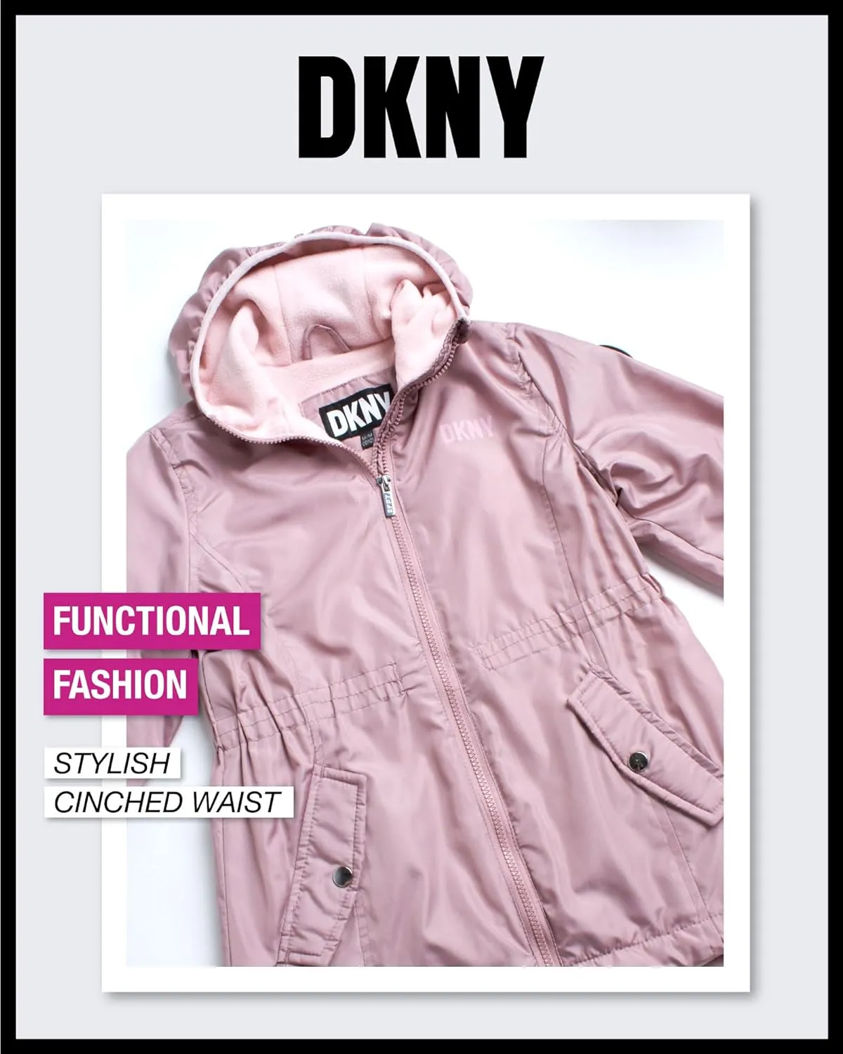 DKNY Girls' Jacket - Lightweight Polar Fleece Lined Anorak Jacket - Weather Resistant Coat for Girls (4-16)