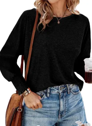 Dokotoo Long Sleeve Tops 2024 Batwing Sleeve Oversized Fashion T Shirts for Women Crewneck Casual Loose Shirts Basic Tee