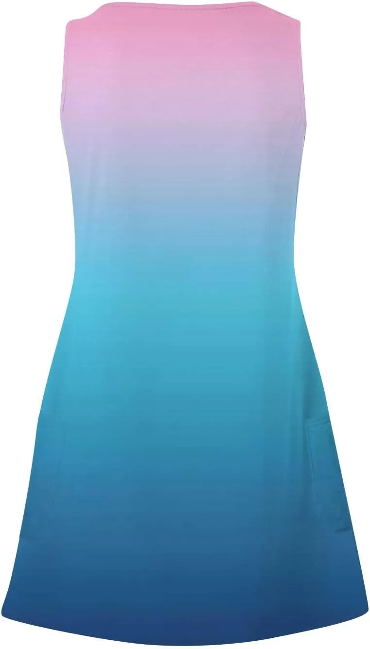 DOPOCQ Dresses for Women 2024 Casual Trendy Gradient Sleeveless Boho Sundress Summer Oversized Sexy V Neck Tank Mini Dresses