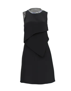 Drape Dress with Beaded Collar