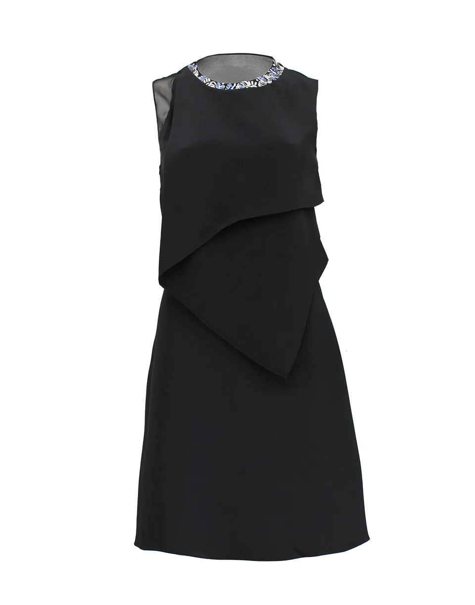 Drape Dress with Beaded Collar