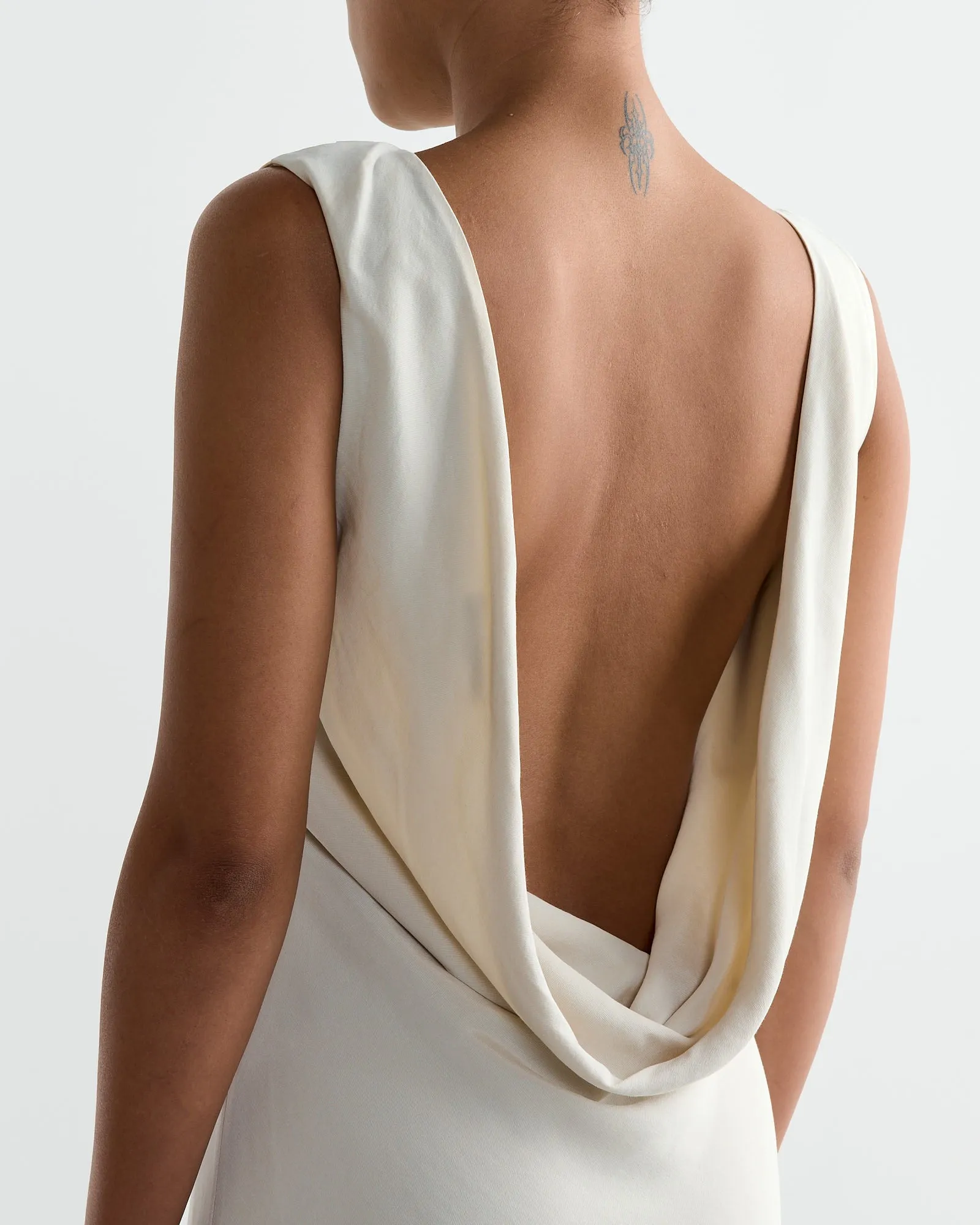 Draped Cowl Dress in Dove
