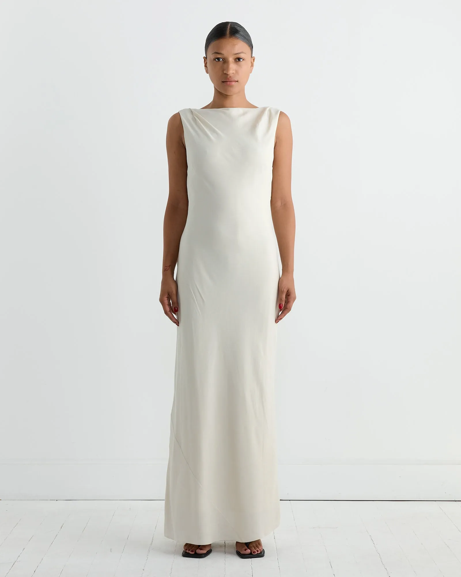 Draped Cowl Dress in Dove