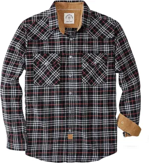 Dubinik Mens Flannel Shirts Long Sleeve Casual Cozy Pearl Snap Shirts for Men Western Cowboy Plaid Soft Pure Cotton