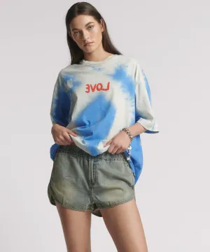 Dylan Low Waist 70s Elasticated Denim Shorts - Blue Sand