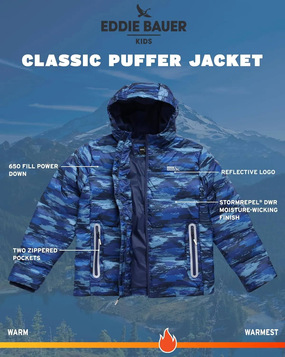 Eddie Bauer Boys' Winter Jacket - Heavyweight Quilted Down Jacket - Insulated Hooded Outerwear Coat for Boys (5-16)