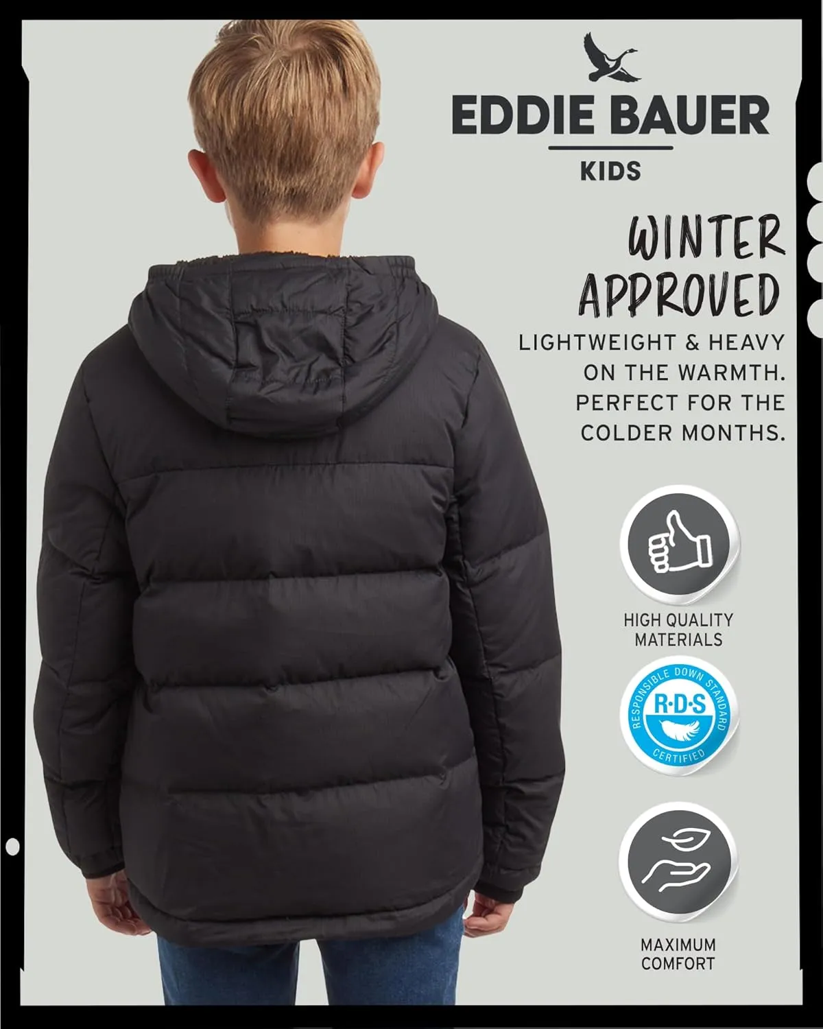 Eddie Bauer Boys' Winter Jacket - Heavyweight Quilted Down Jacket - Insulated Hooded Outerwear Coat for Boys (5-16)