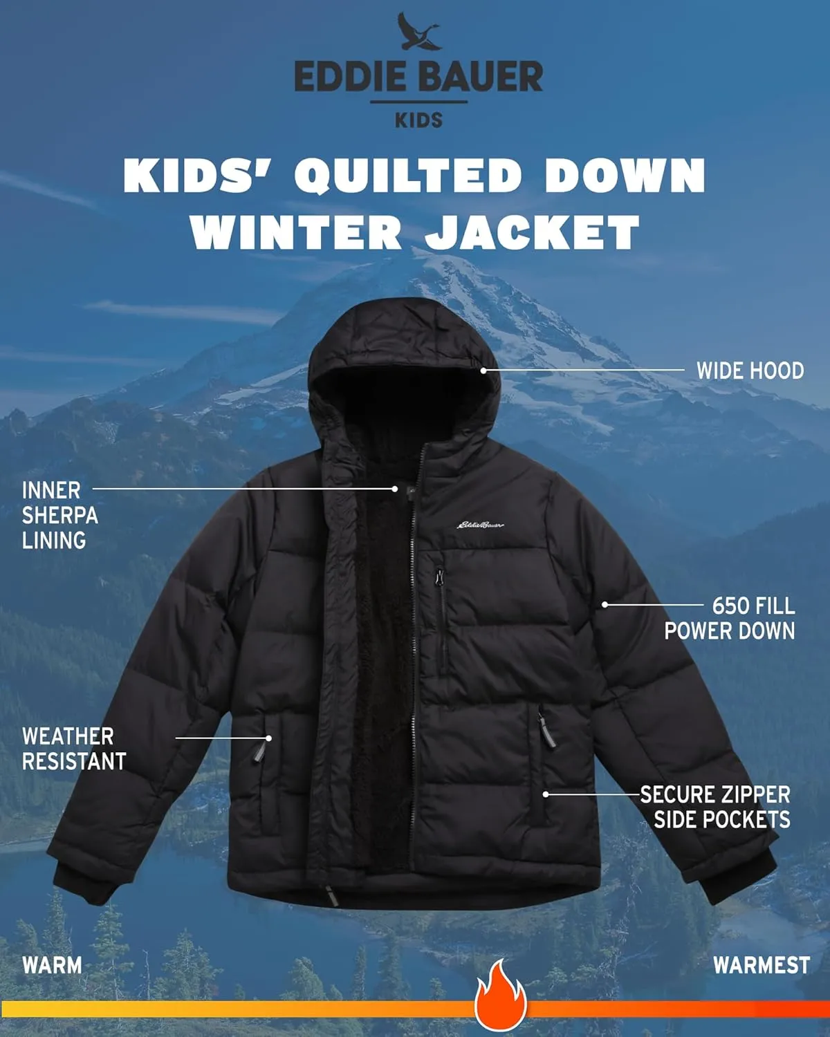 Eddie Bauer Boys' Winter Jacket - Heavyweight Quilted Down Jacket - Insulated Hooded Outerwear Coat for Boys (5-16)