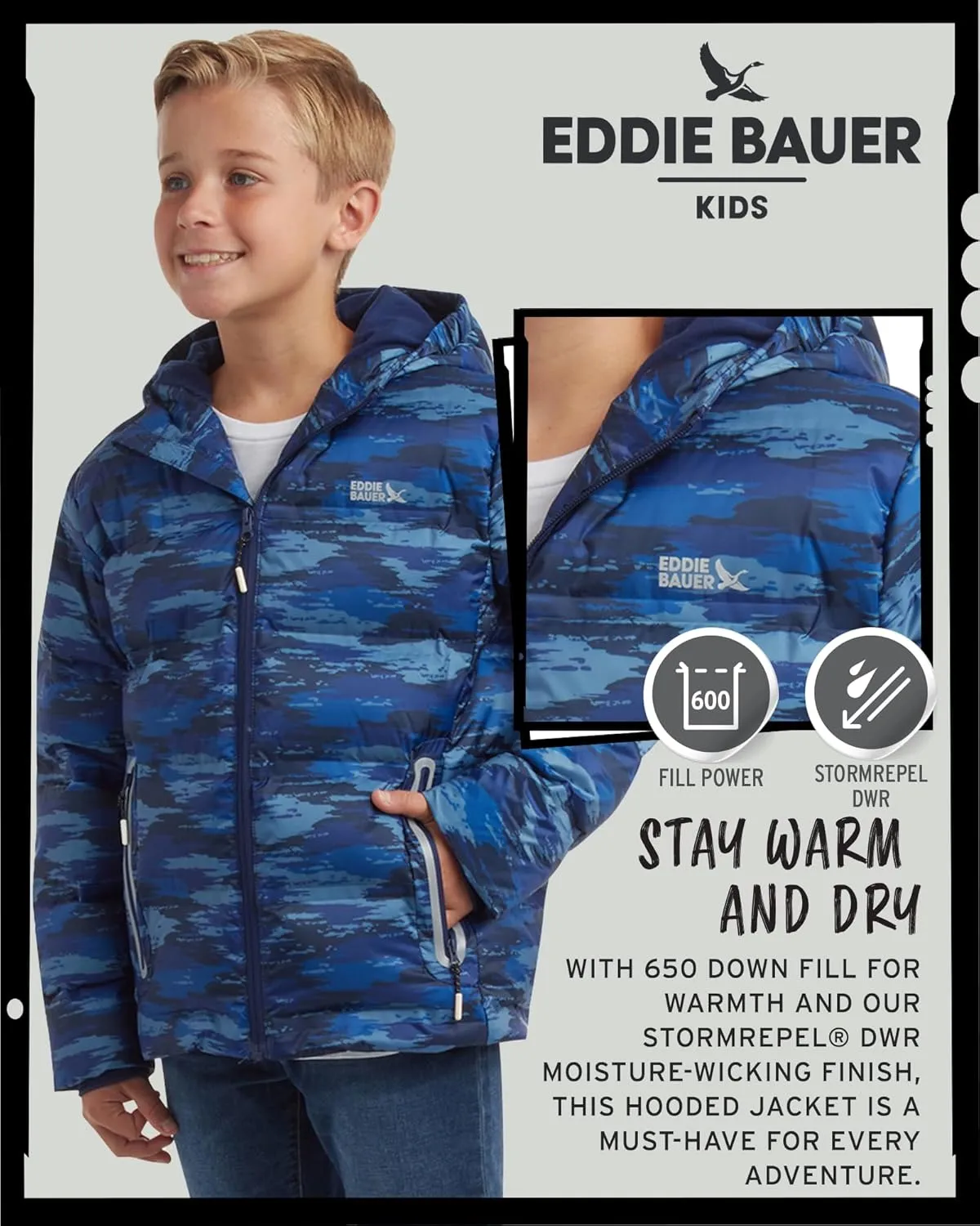 Eddie Bauer Boys' Winter Jacket - Heavyweight Quilted Down Jacket - Insulated Hooded Outerwear Coat for Boys (5-16)
