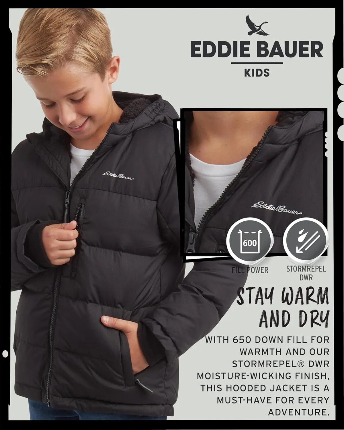 Eddie Bauer Boys' Winter Jacket - Heavyweight Quilted Down Jacket - Insulated Hooded Outerwear Coat for Boys (5-16)