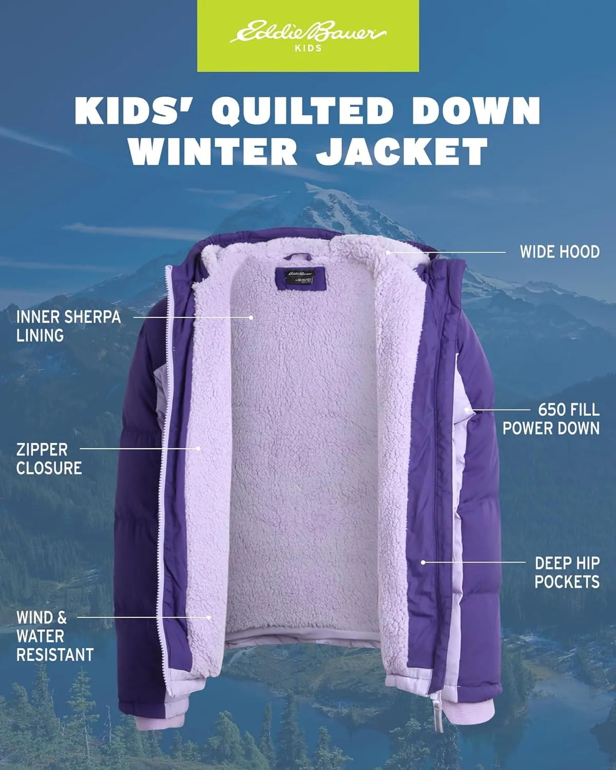 Eddie Bauer Girls' Winter Jacket - Heavyweight Quilted Down Jacket - Insulated Hooded Outerwear Coat for Girls (5-20)