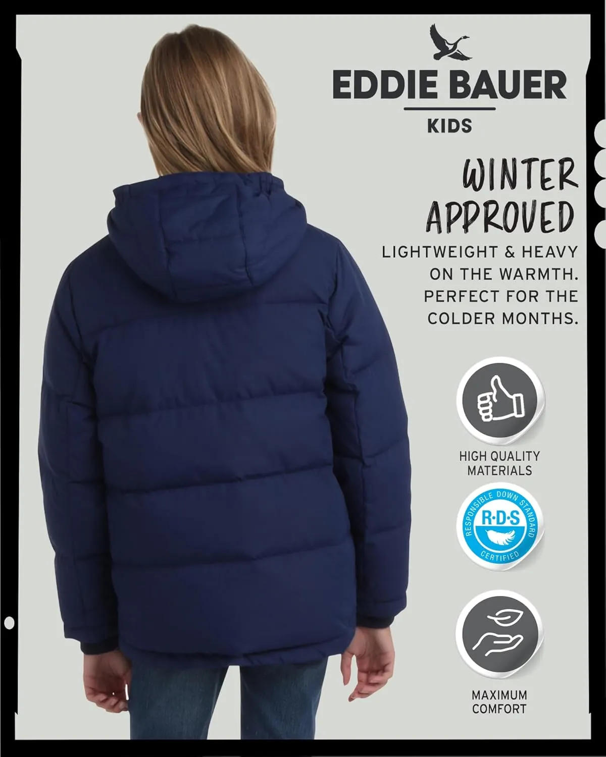 Eddie Bauer Girls' Winter Jacket - Heavyweight Quilted Down Jacket - Insulated Hooded Outerwear Coat for Girls (5-20)