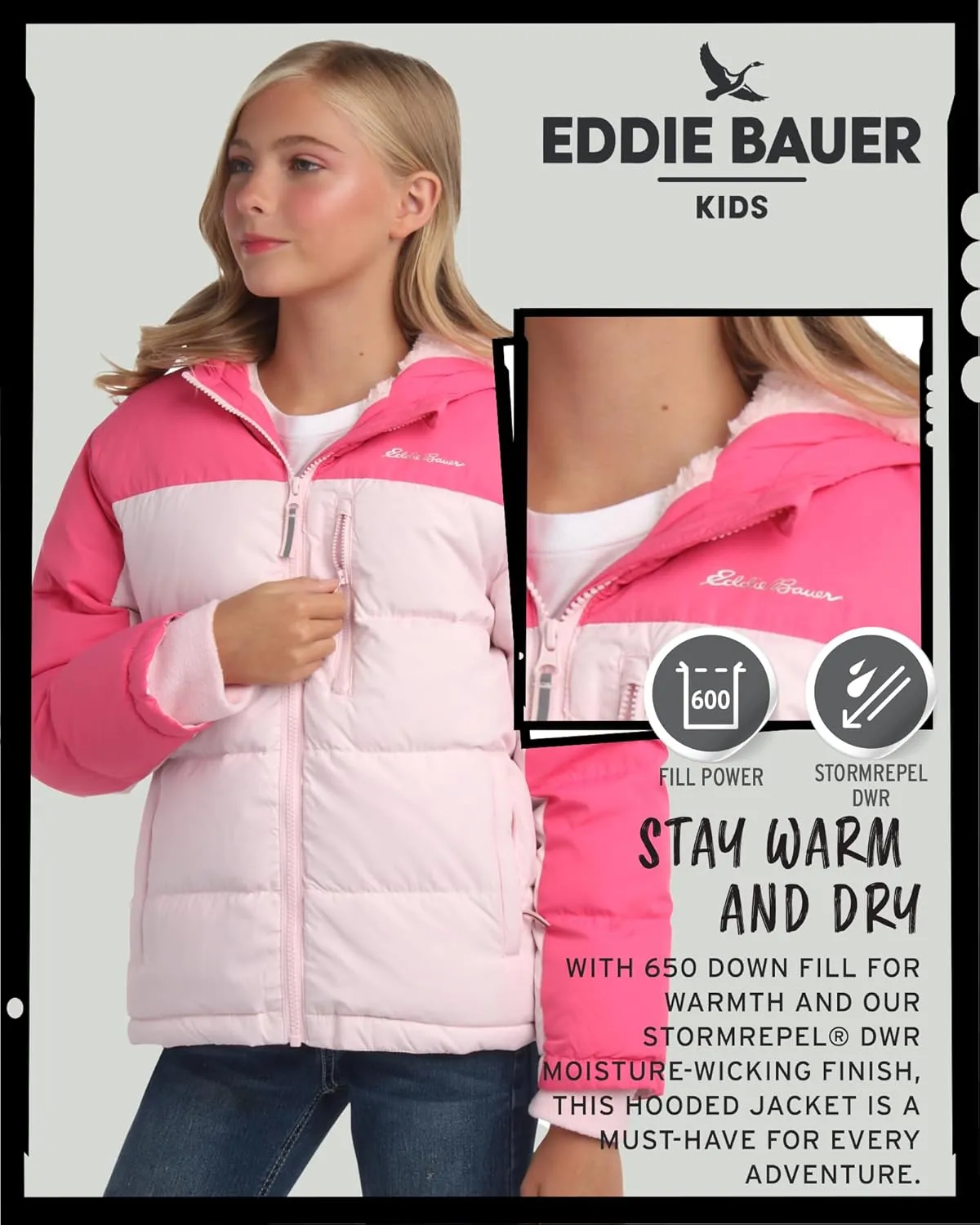 Eddie Bauer Girls' Winter Jacket - Heavyweight Quilted Down Jacket - Insulated Hooded Outerwear Coat for Girls (5-20)