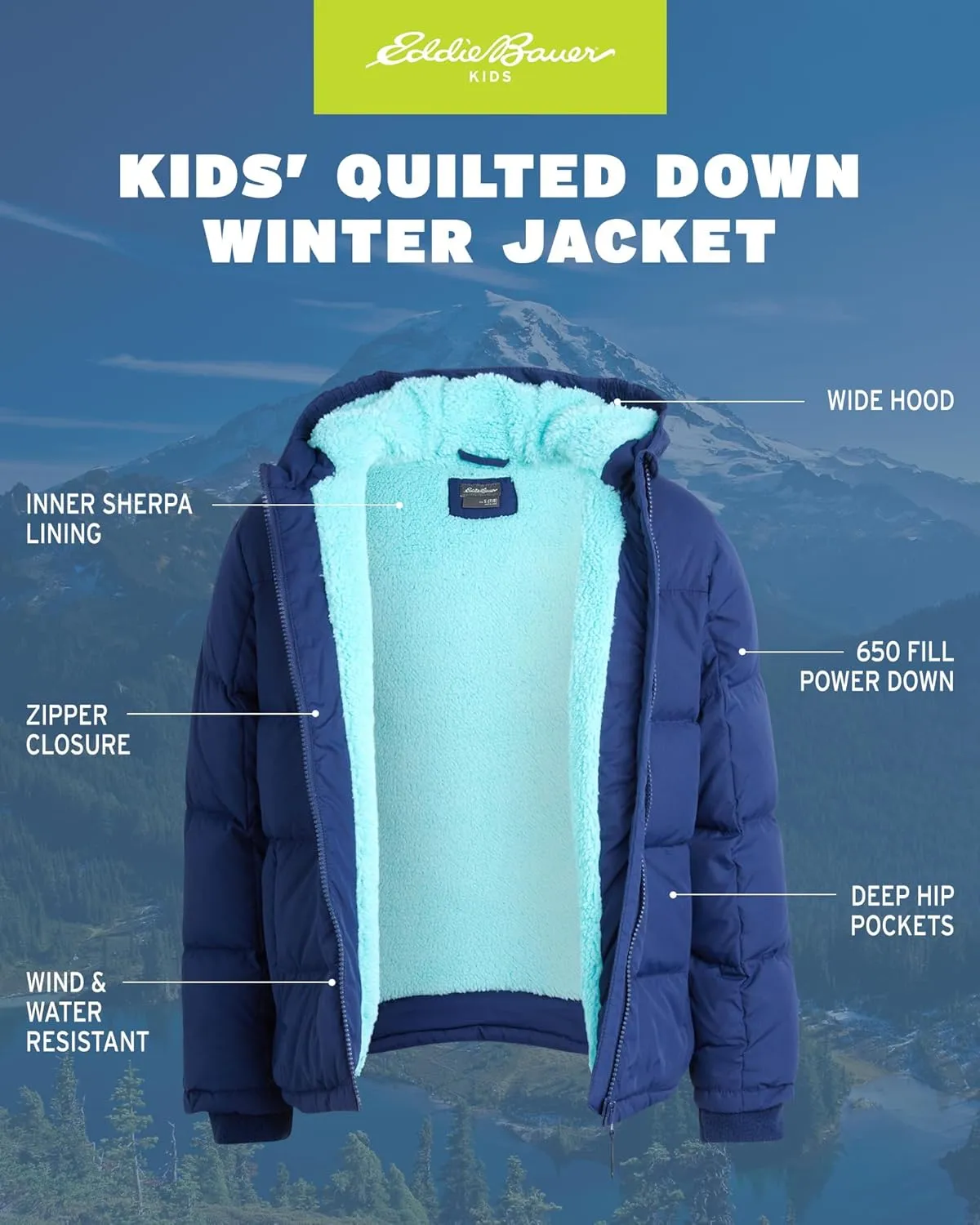 Eddie Bauer Girls' Winter Jacket - Heavyweight Quilted Down Jacket - Insulated Hooded Outerwear Coat for Girls (5-20)