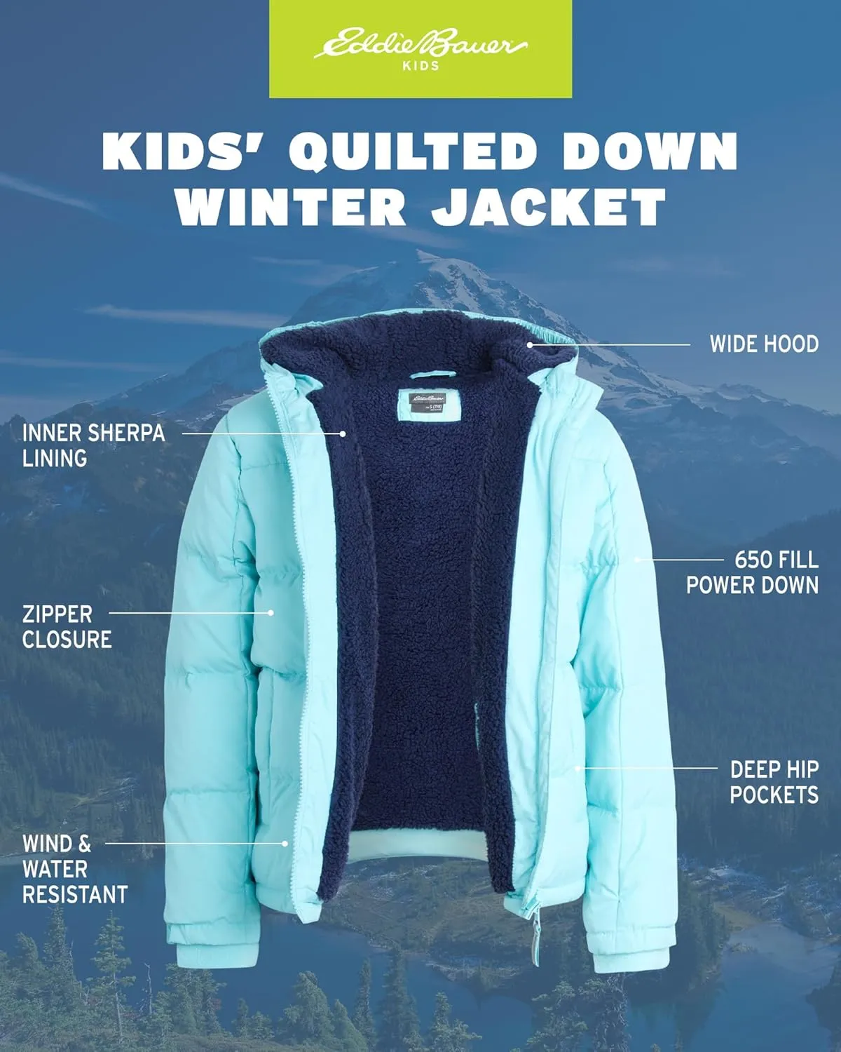 Eddie Bauer Girls' Winter Jacket - Heavyweight Quilted Down Jacket - Insulated Hooded Outerwear Coat for Girls (5-20)