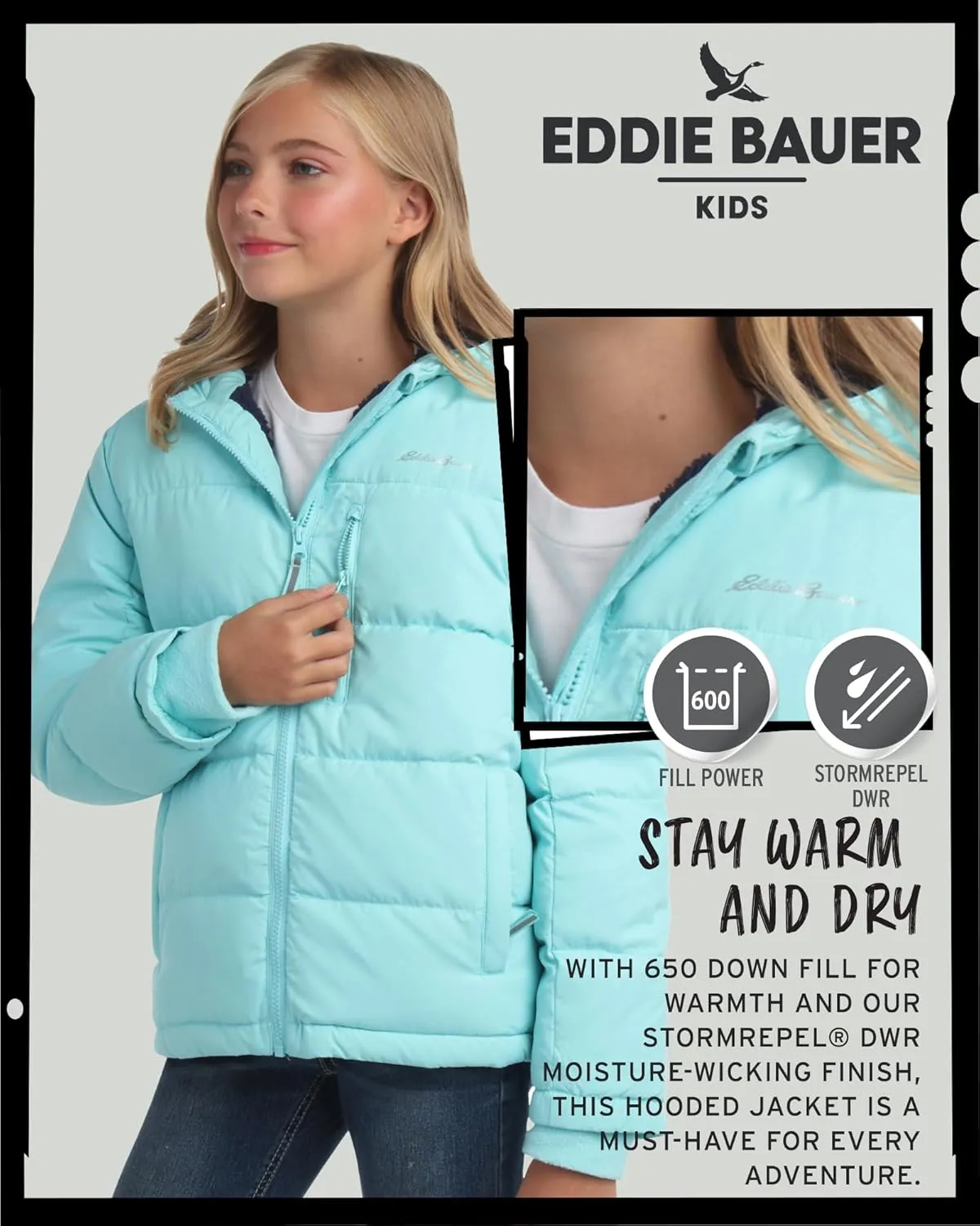 Eddie Bauer Girls' Winter Jacket - Heavyweight Quilted Down Jacket - Insulated Hooded Outerwear Coat for Girls (5-20)