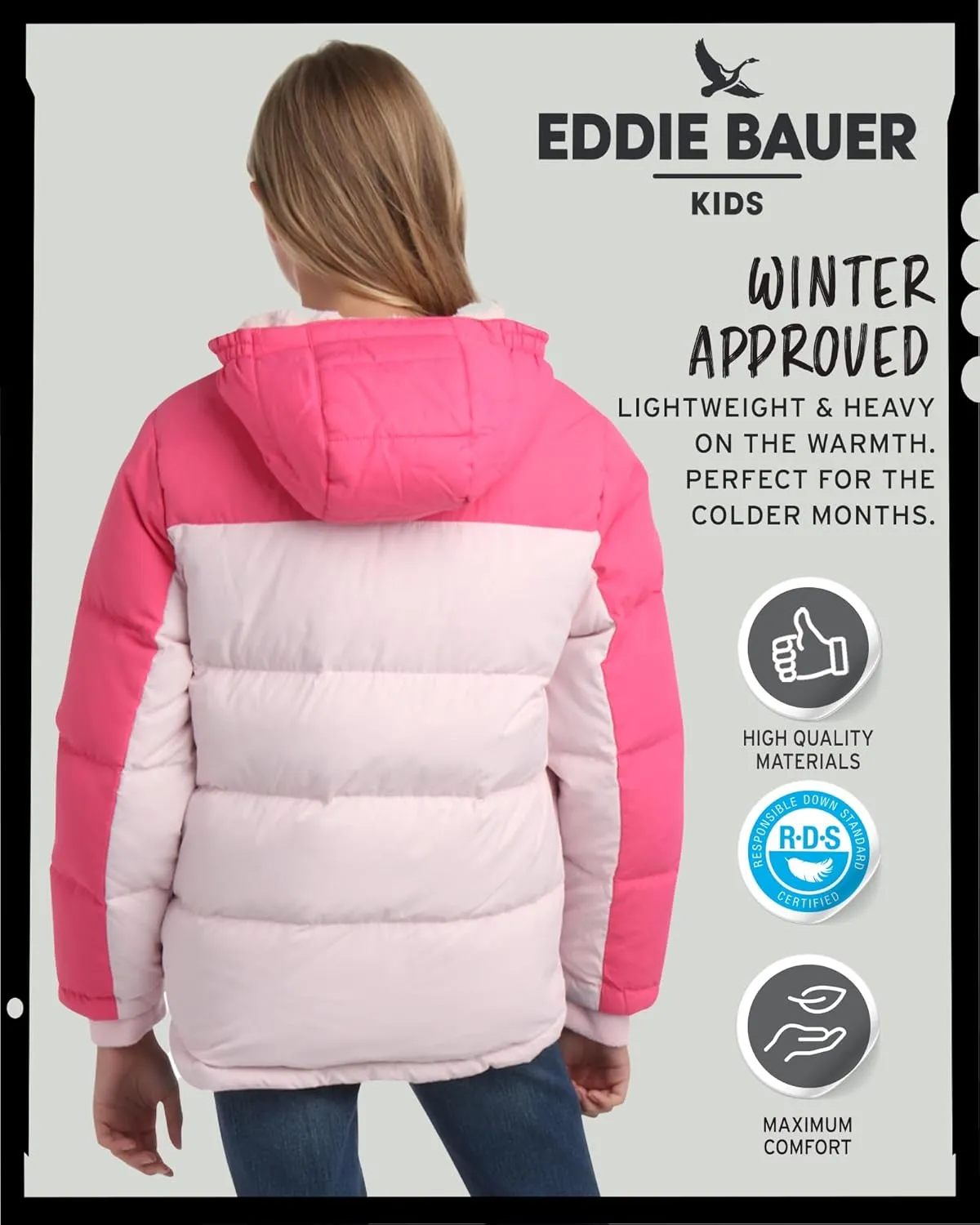 Eddie Bauer Girls' Winter Jacket - Heavyweight Quilted Down Jacket - Insulated Hooded Outerwear Coat for Girls (5-20)