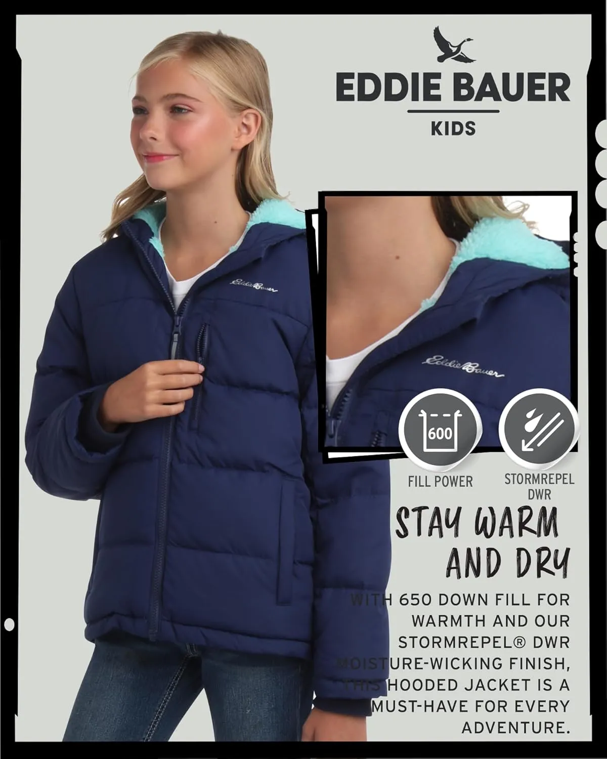 Eddie Bauer Girls' Winter Jacket - Heavyweight Quilted Down Jacket - Insulated Hooded Outerwear Coat for Girls (5-20)