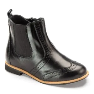 Edith - Black Soft Leather Bootie for Girl by Manuela de Juan
