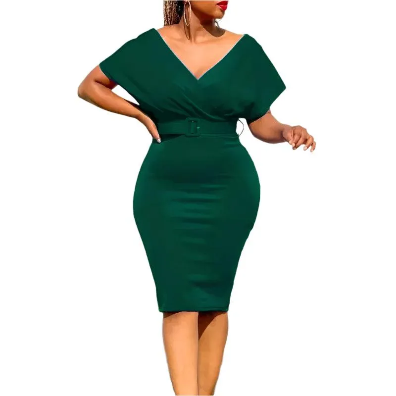 Elegant African Bodycon Midi Dress – High Waist Bandage Robe Femme  Dress