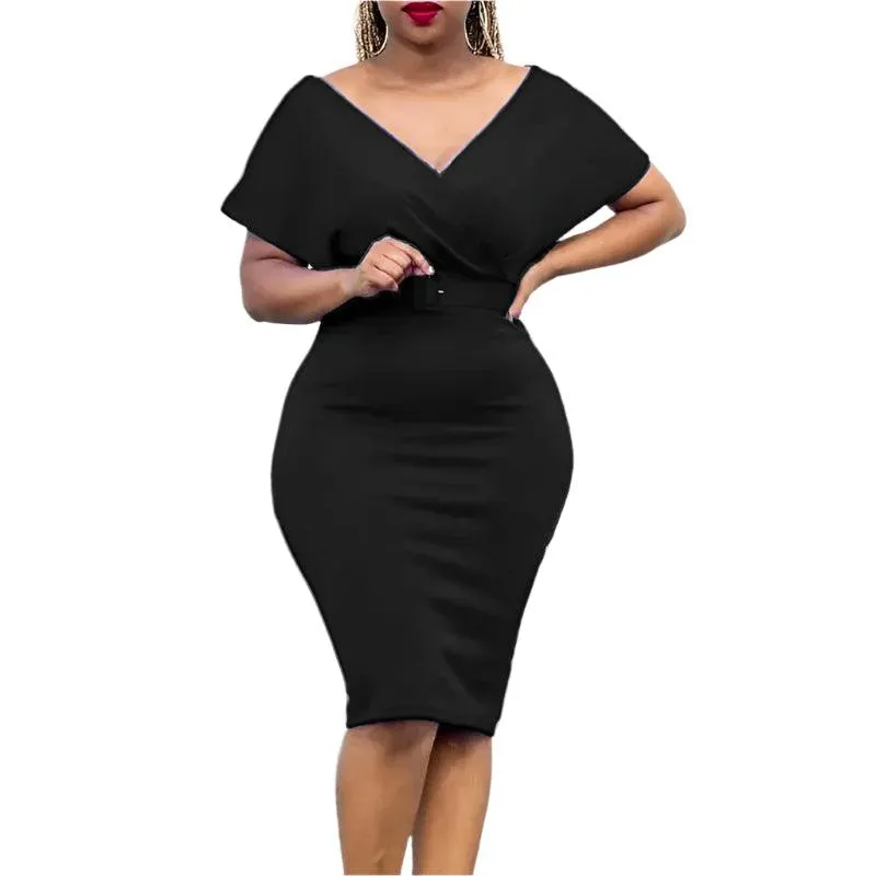 Elegant African Bodycon Midi Dress – High Waist Bandage Robe Femme  Dress