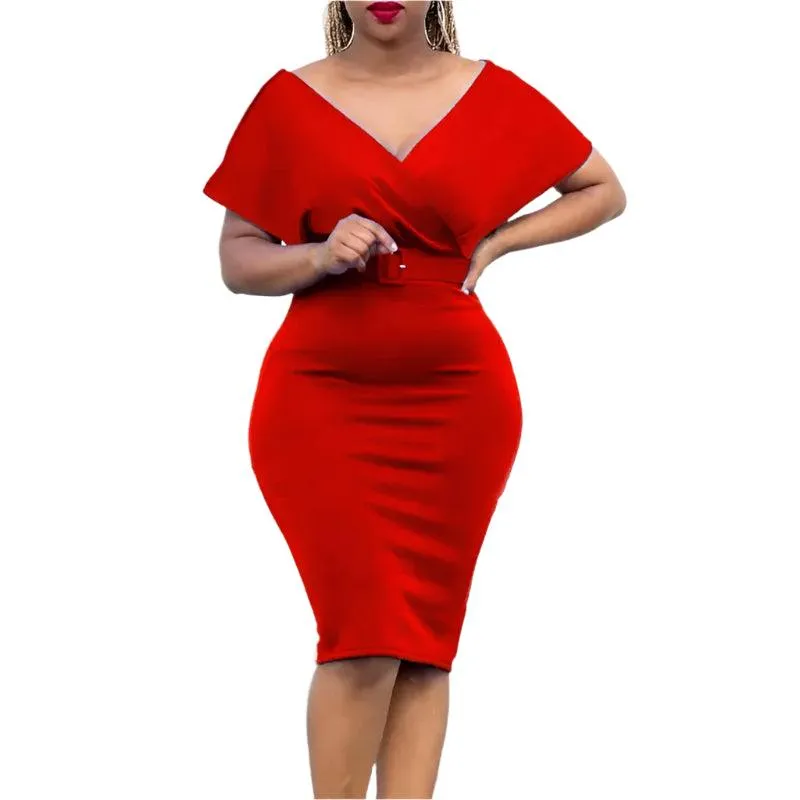 Elegant African Bodycon Midi Dress – High Waist Bandage Robe Femme  Dress
