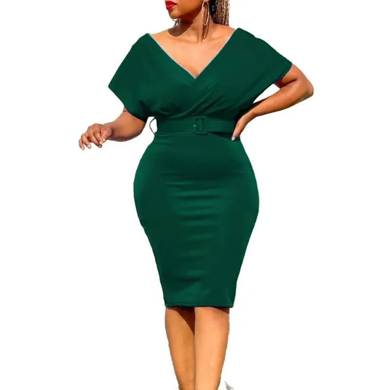 Elegant African Bodycon Midi Dress – High Waist Bandage Robe Femme  Dress