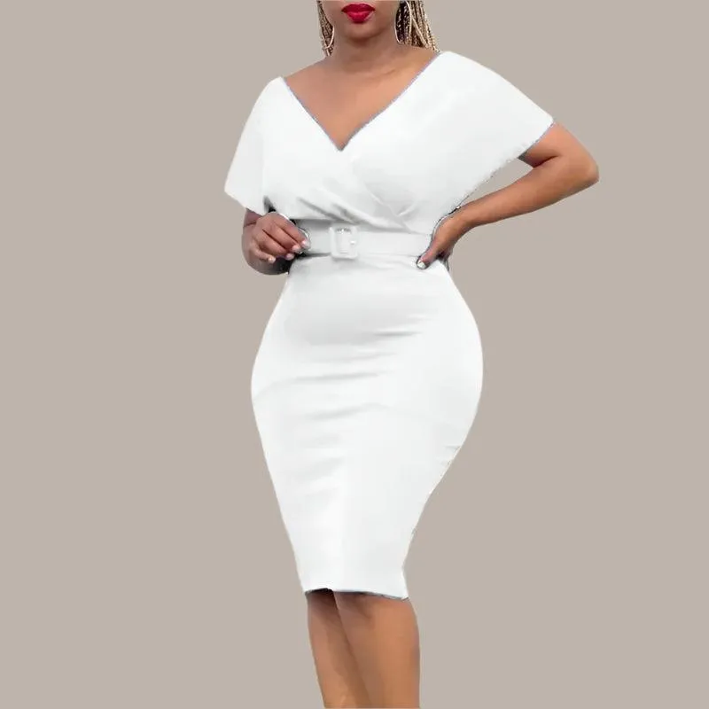 Elegant African Bodycon Midi Dress – High Waist Bandage Robe Femme  Dress