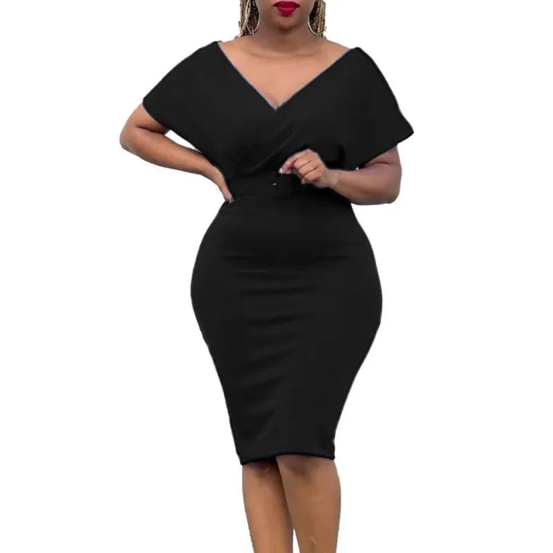 Elegant African Bodycon Midi Dress – High Waist Bandage Robe Femme  Dress