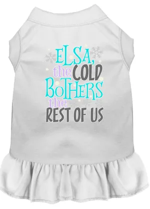 Elsa, The Cold Screen Print Dog Dress White Xl