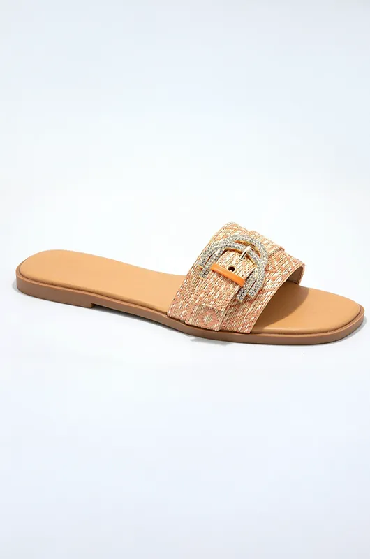 Embellished Buckle Slide Sandals