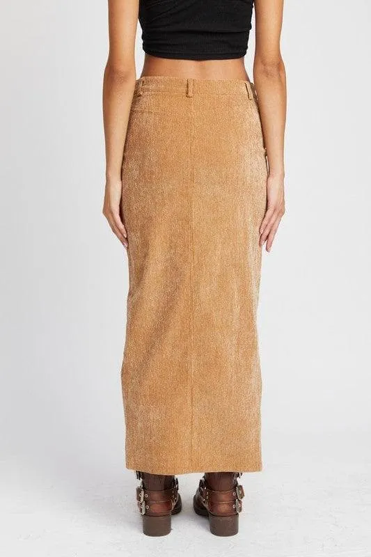 EMORY PARK Corduroy Mid Skirt with Front Slit