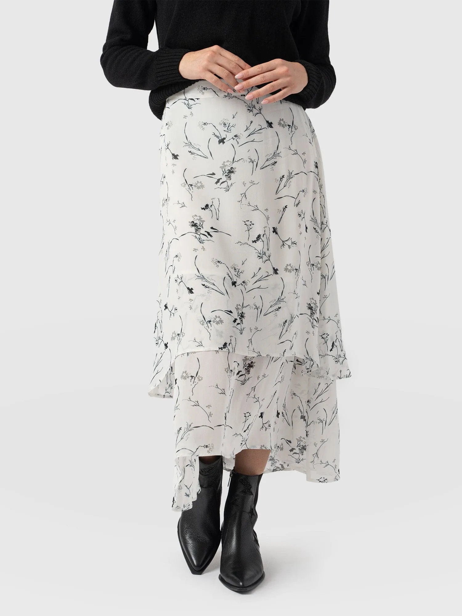 Etta Layered Skirt - White Floral