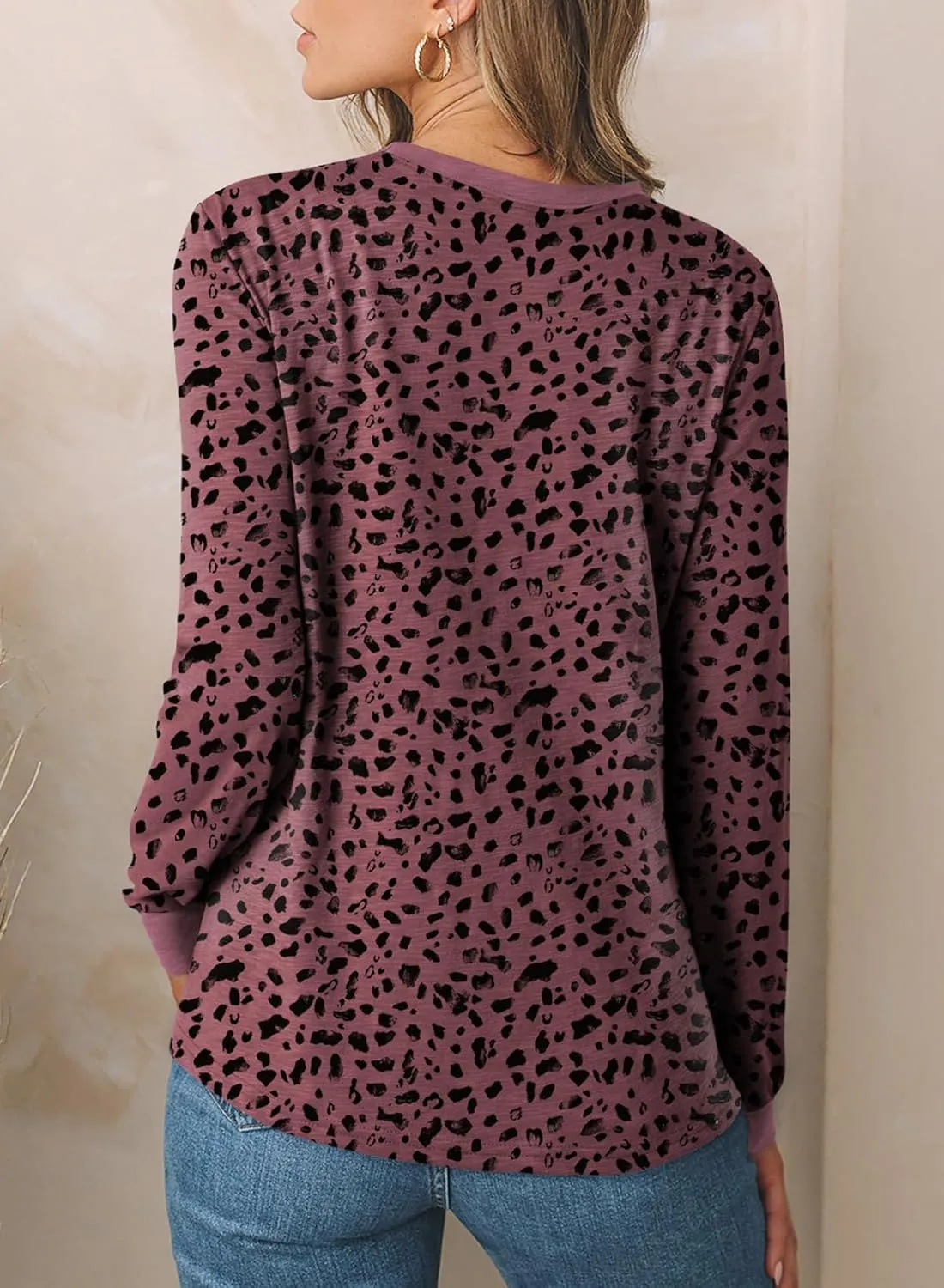 EVALESS Womens Crewneck Long Sleeve Tops Casual Polka Dots Tops Spring Summer 2025 Tshirts Shirts