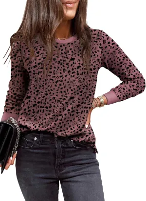 EVALESS Womens Crewneck Long Sleeve Tops Casual Polka Dots Tops Spring Summer 2025 Tshirts Shirts