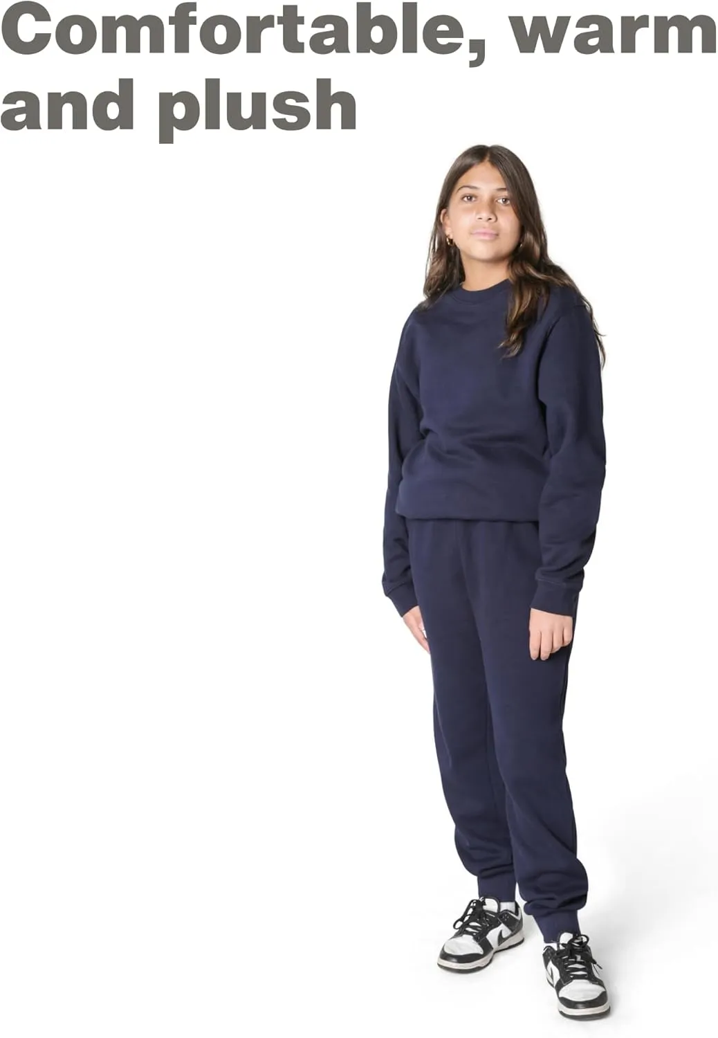 EVERYDAY KIDS Girls Fleece Crewneck Sweatshirt; Girls Long Sleeve Pullover Shirt - Soft and Breathable Cotton/Poly Blend
