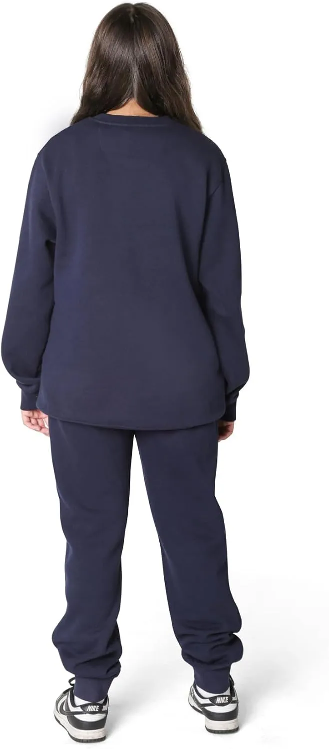 EVERYDAY KIDS Girls Fleece Crewneck Sweatshirt; Girls Long Sleeve Pullover Shirt - Soft and Breathable Cotton/Poly Blend