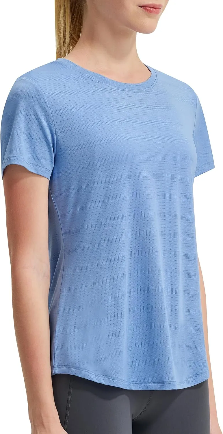 EZRUN Women's Workout Shirt Quick Dry Gym Athletic Running T-Shirts Short Sleeve Summer Swim Yoga Tops