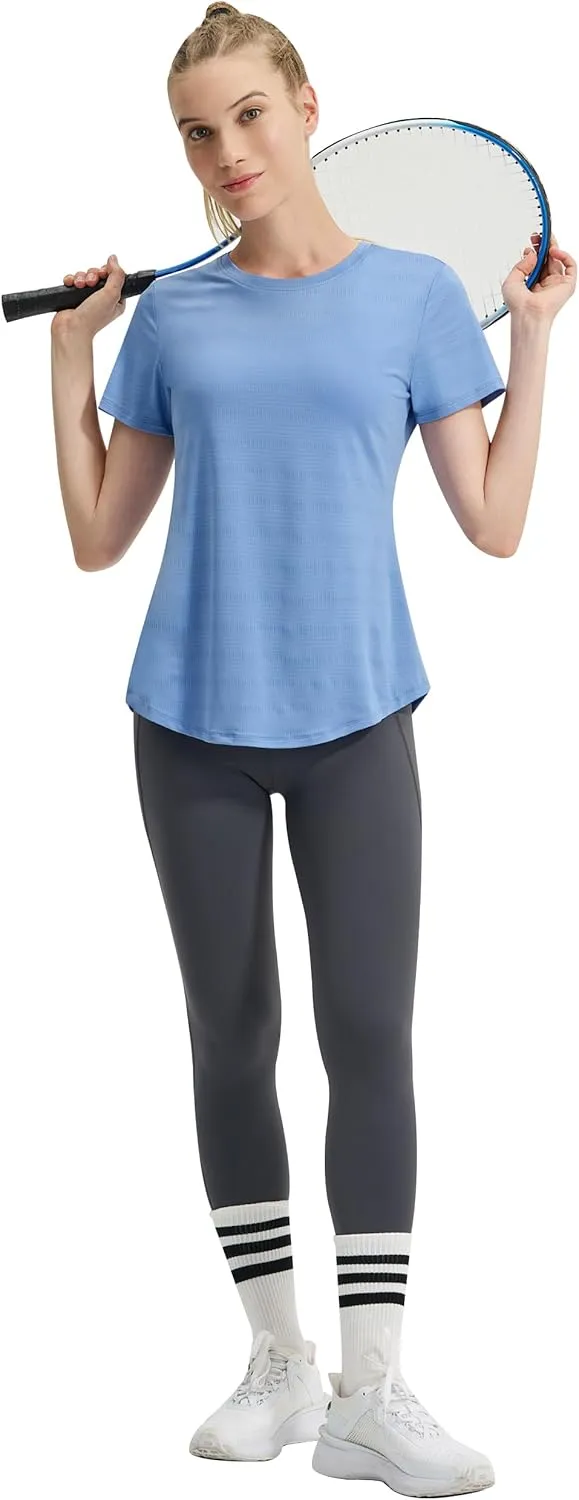 EZRUN Women's Workout Shirt Quick Dry Gym Athletic Running T-Shirts Short Sleeve Summer Swim Yoga Tops