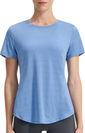 EZRUN Women's Workout Shirt Quick Dry Gym Athletic Running T-Shirts Short Sleeve Summer Swim Yoga Tops