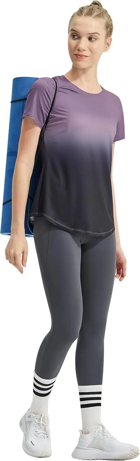 EZRUN Women's Workout Shirt Quick Dry Gym Athletic Running T-Shirts Short Sleeve Summer Swim Yoga Tops