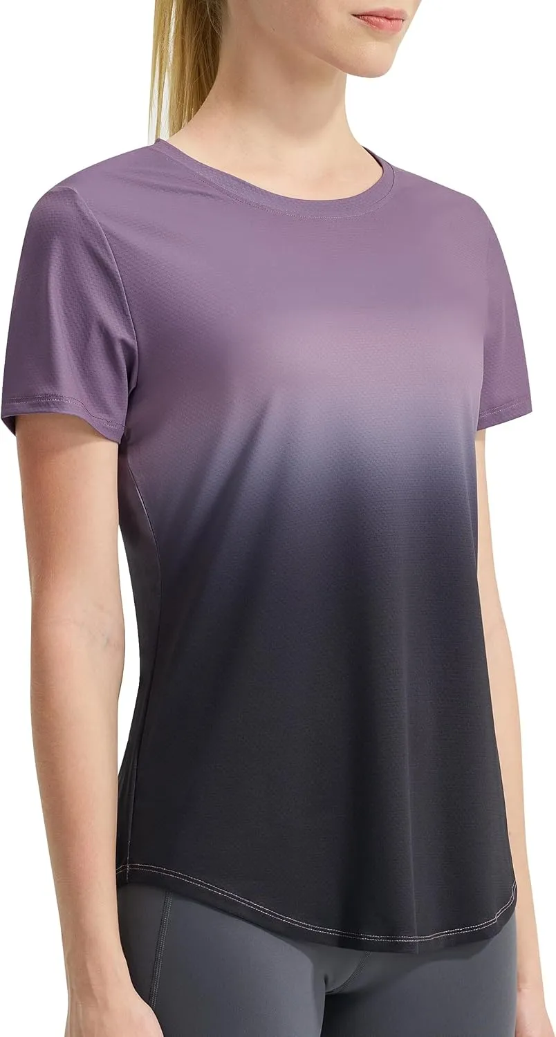 EZRUN Women's Workout Shirt Quick Dry Gym Athletic Running T-Shirts Short Sleeve Summer Swim Yoga Tops