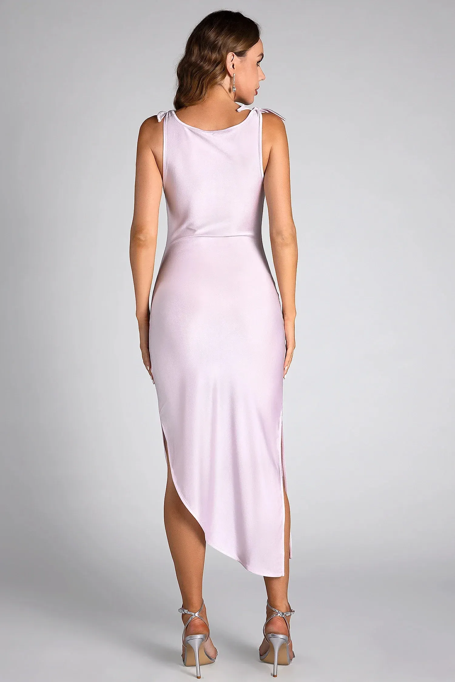 Fanny Pink 3D Flower Semi-Formal Midi Dress