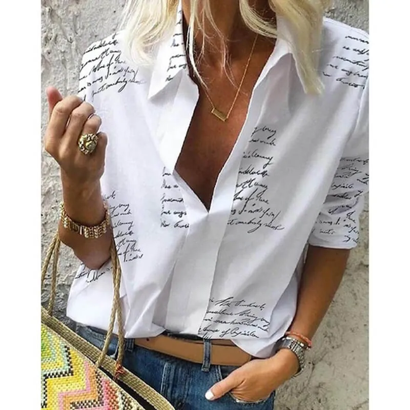 Fashion Patchwork V-neck Blouse