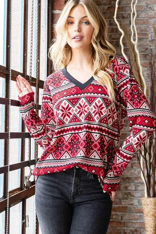 Festive Vibes Vneck Top - FINAL SALE