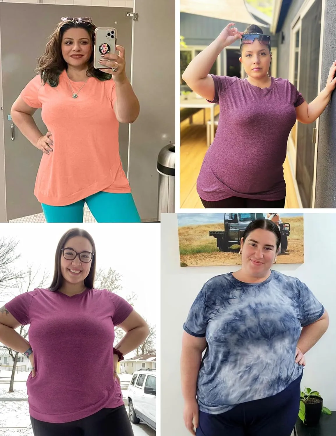 FOREYOND Women's Plus Size Workout Tops Short Sleeves Loose Fit Athletic Shirts Yoga Gym Running Clothing