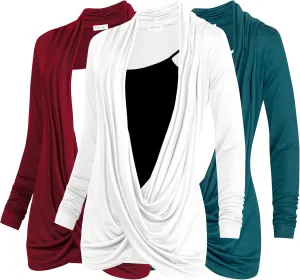 Free to Live 3 Pack Long Sleeve Nursing Tops Breastfeeding Shirts Cardigan Sweaters for Women Lightweight Postpartum Clothes