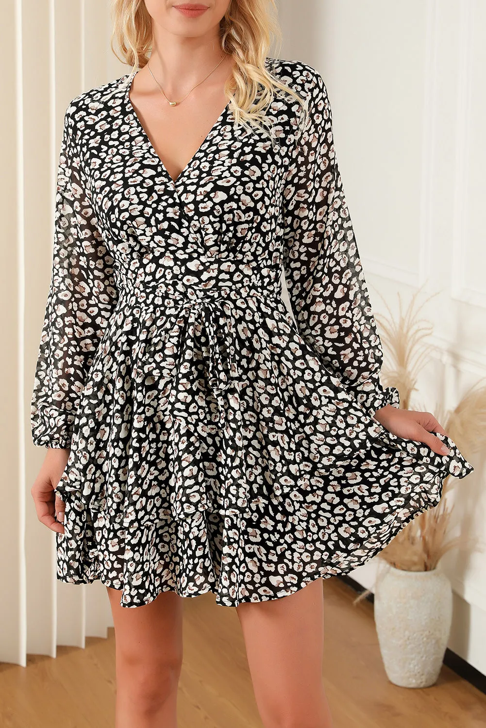Fresh Aura A-Line Layered Long Sleeve Mini Dress